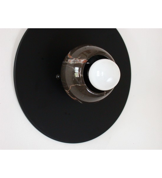 Black round marble cup and white bulb wall lamp