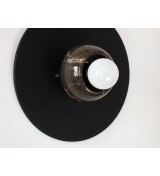 Black round marble cup and white bulb wall lamp