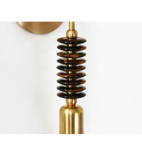 Brass Pillar Stacking Ring and Bulb Wall Sconce