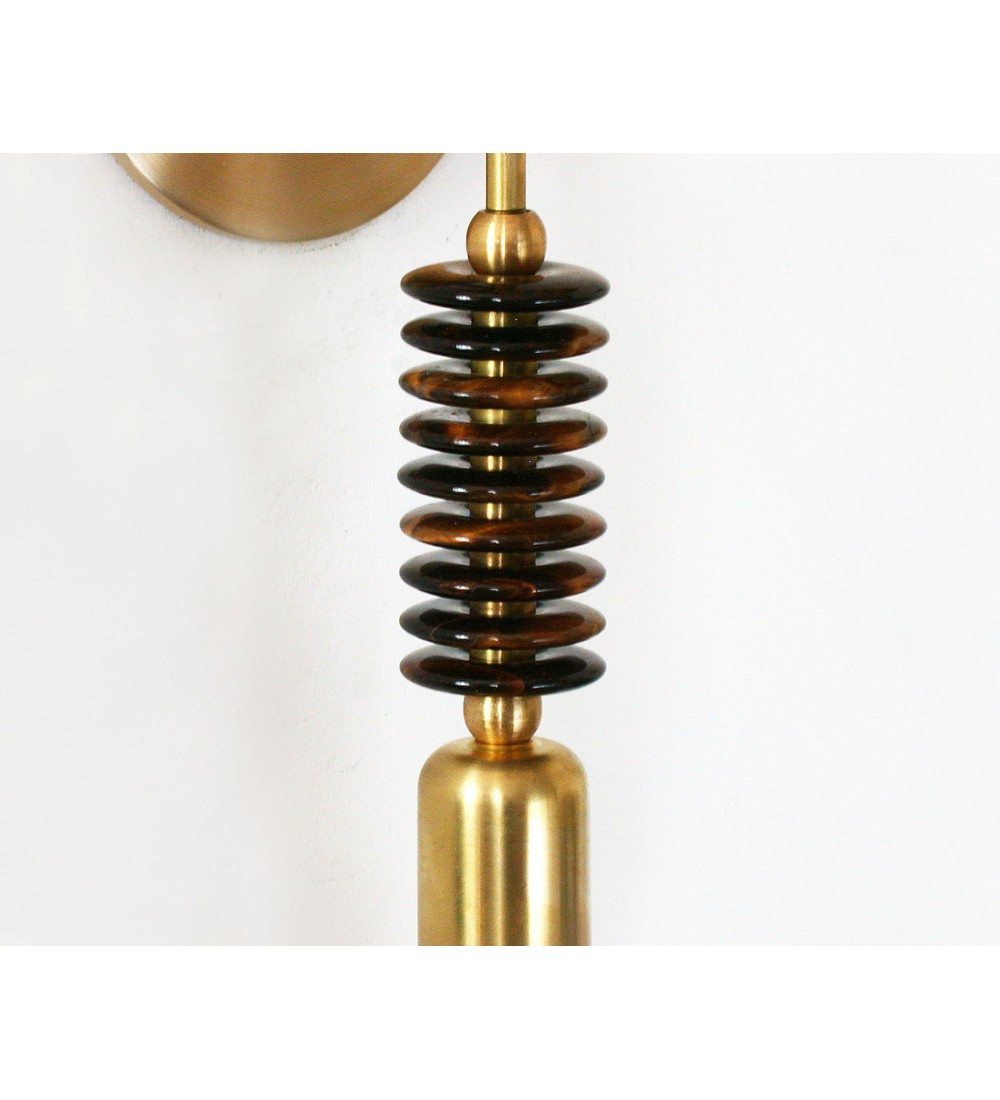 Brass Pillar Stacking Ring and Bulb Wall Sconce